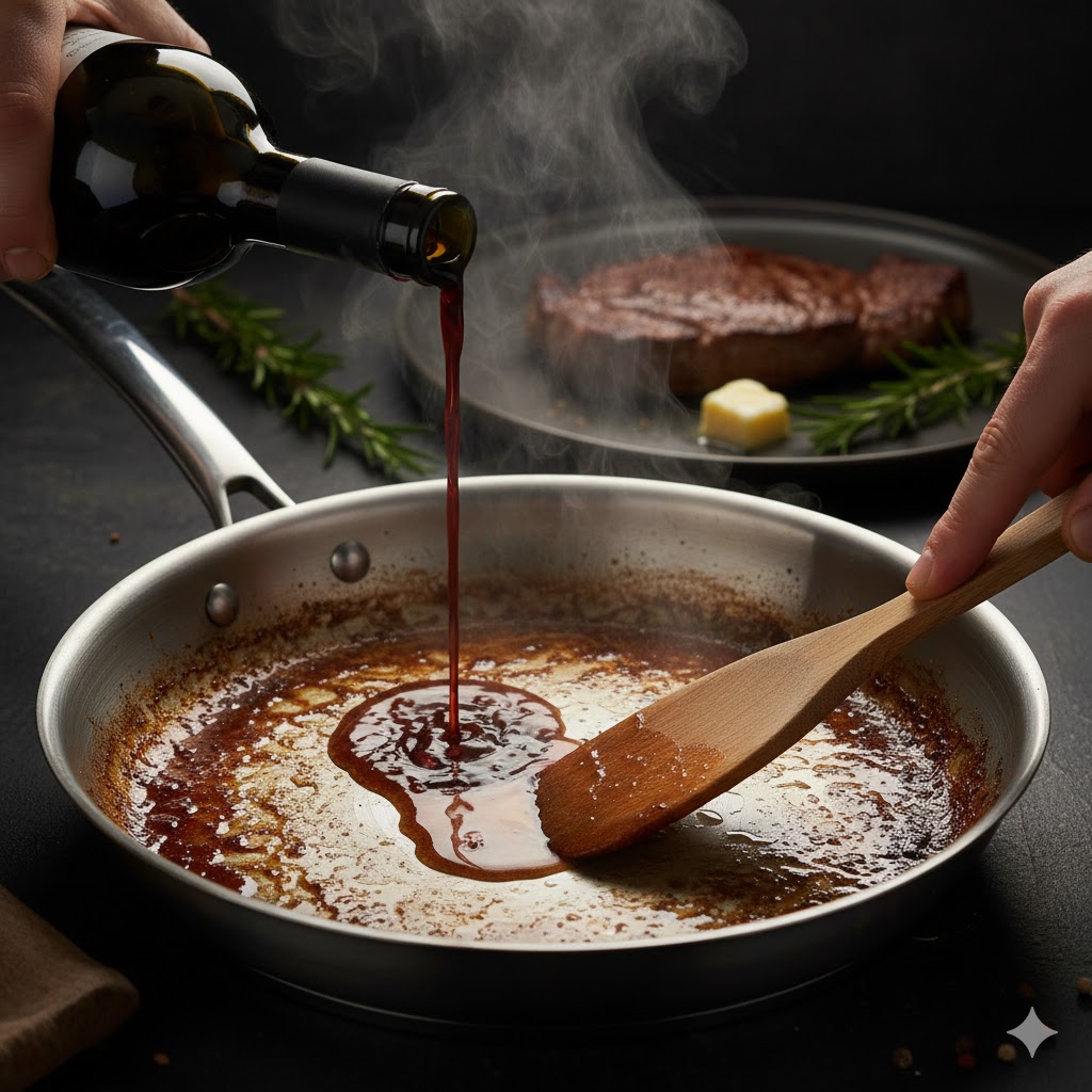 🥘 “بصمة النكهة”: لماذا يجب أن يكون لديك وعاء ستانلس ستيل (Stainless Steel) مُخصص لـ “قاع المقلاة” (Fond) وكيفية تنظيفه؟